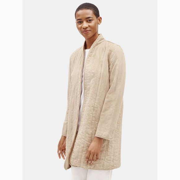 Sold_ Eileen Fisher on Christmas Sales! light jacket,  Quilted Tencel & Linen - Picture 6 of 6
